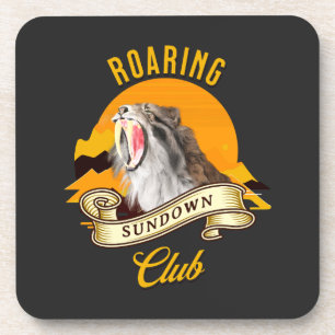 Sabertooth Tiger Retro Sunset Adventure Club Coaster