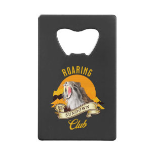 Sabertooth Tiger Retro Sunset Adventure Club Credit Card Bottle Opener