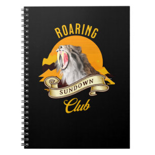 Sabertooth Tiger Retro Sunset Adventure Club Notebook