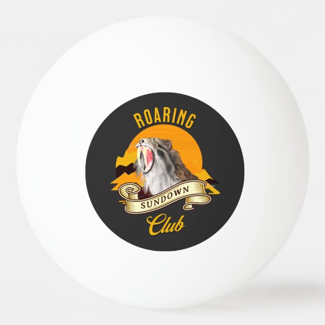 Sabertooth Tiger Retro Sunset Adventure Club Ping Pong Ball (Front)