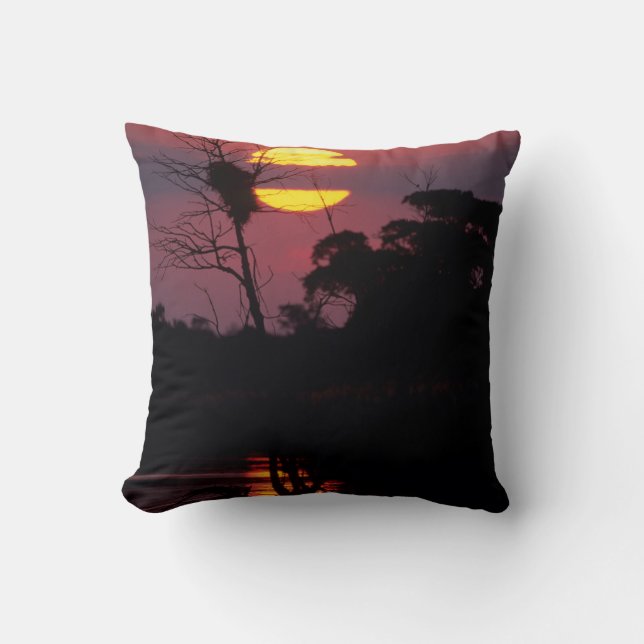 Sabi River At Sunset, Kruger National Park Throw Pillow (Front)