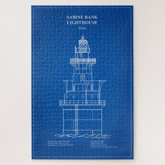 Sabine Bank Lighthouse - Texas – AD Jigsaw Puzzle (Vertical)