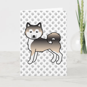 Sable Alaskan Malamute Cute Cartoon Dog Card