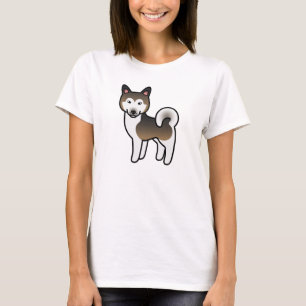 Sable And White Alaskan Malamute Dog Illustration T-Shirt