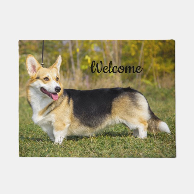 Sable Cardigan Welsh Corgi Dog Doormat (Front)