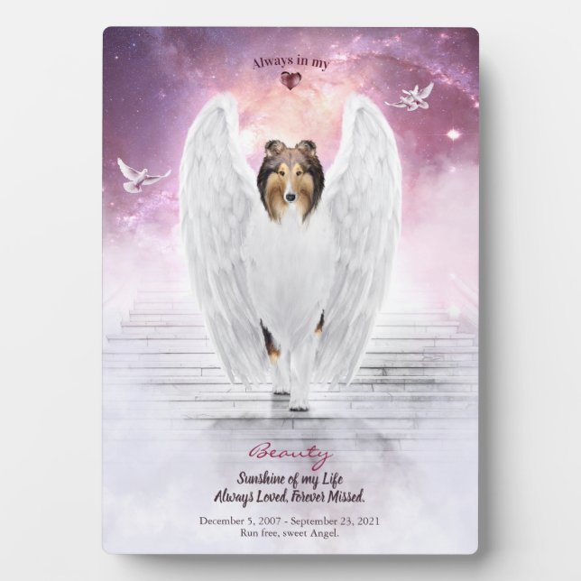 Sable Collie Angel in Heaven - Pet Memorial Photo Plaque (Front)