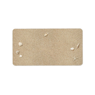 Sable de plage & Typegraphie blanche Étiquette de