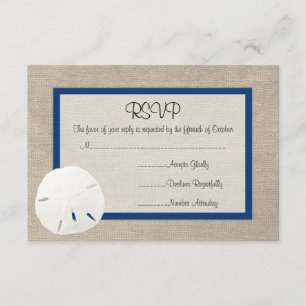 Sable Dollar Beach Wedding Carte RSVP - Peacock Bl