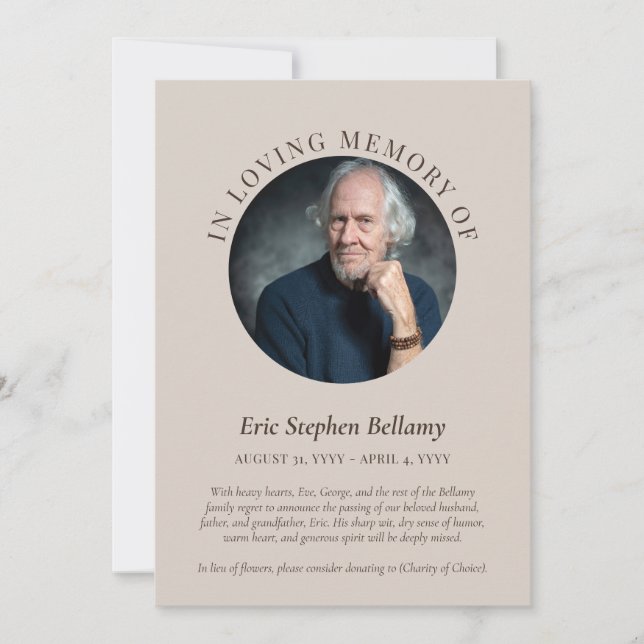 Sable Élégant Et Brown Dans Le Faire-part Mémoire  (Devant)