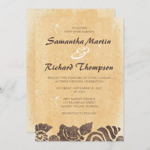 Sable et coquillages / Mariage de plage Invitation