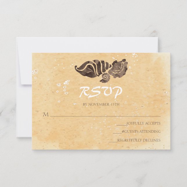Sable et coquilles de mer / Mariage de plage RSVP (Devant)
