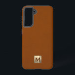 Sable Luxury Gold Monogram Samsung Galaxy Case<br><div class="desc">Simple luxury monogrammed phone case features a modern design with brushed metallic gold monogram emblem on sable suede look textured background. </div>