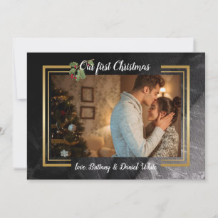 Sable Marble Photo Holiday Card Horizontal