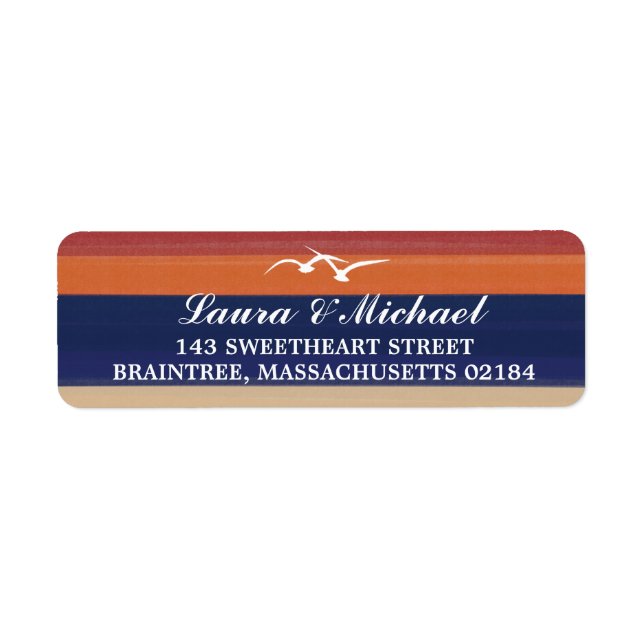 Sable, mer et mouettes Adresse de retour (Devant)