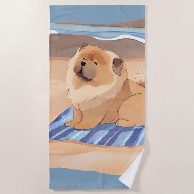 SABLE N'SEA Chow Chow chien serviette de plage (Devant)