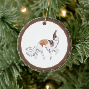 Sable Prancing Borzoi Christmas Ornament
