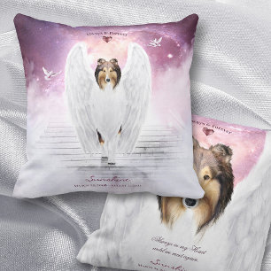 Sable Rough Collie Angel Dog Heaven - Pet Memorial Throw Pillow