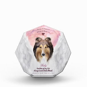 Sable Rough Collie Angel Portrait - Pet Memorial Photo Block