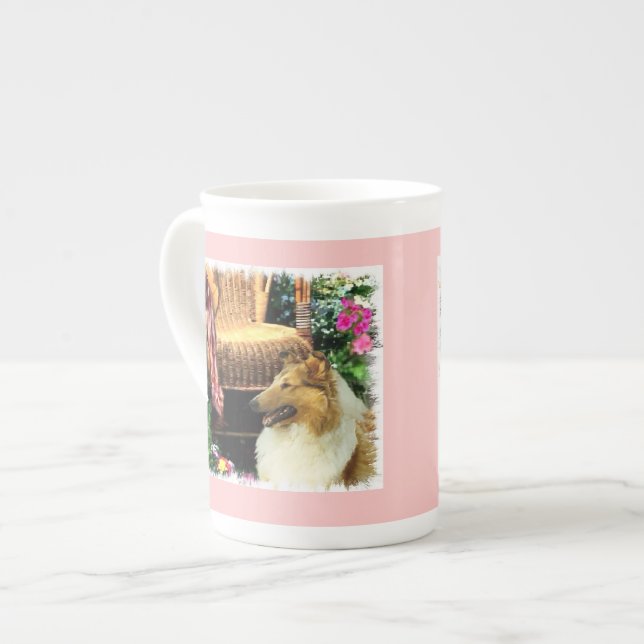 Sable Rough Collie Art Bone China Mug (Front Left)