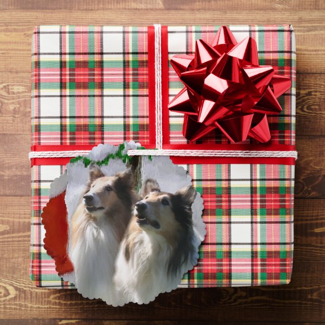 Sable Rough Collie Christmas Gifts Ornament Card (Insitu (Gift))