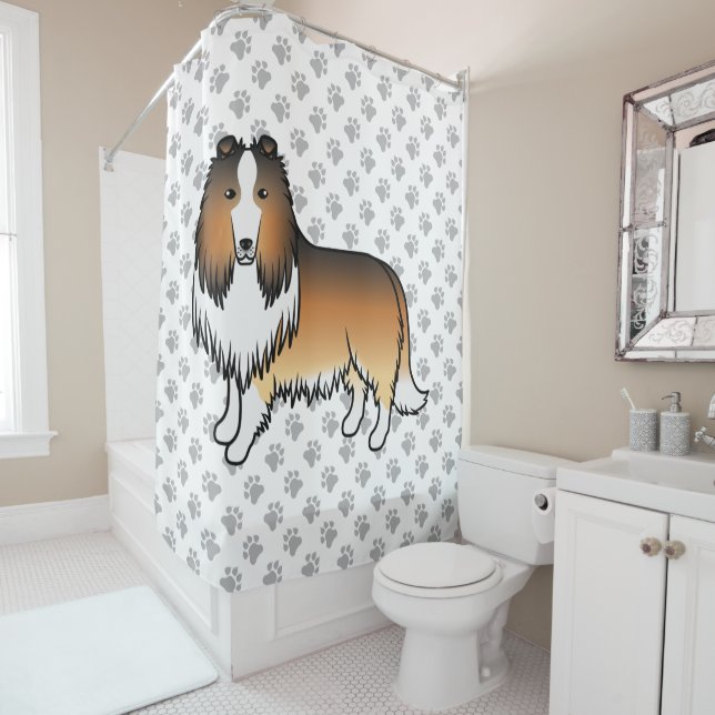 Sable Rough Collie Cute Cartoon Dog & Paws (In Situ)