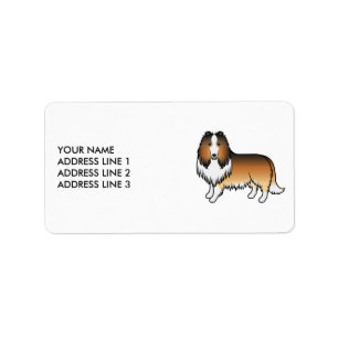 Sable Rough Collie Cute Cartoon Dog & Text Label