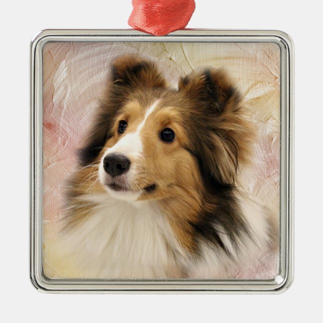 Sable Sheltie face Metal Ornament (Front)