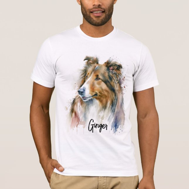 Sable Sheltie Painting Personalized T-Shirt (Front)