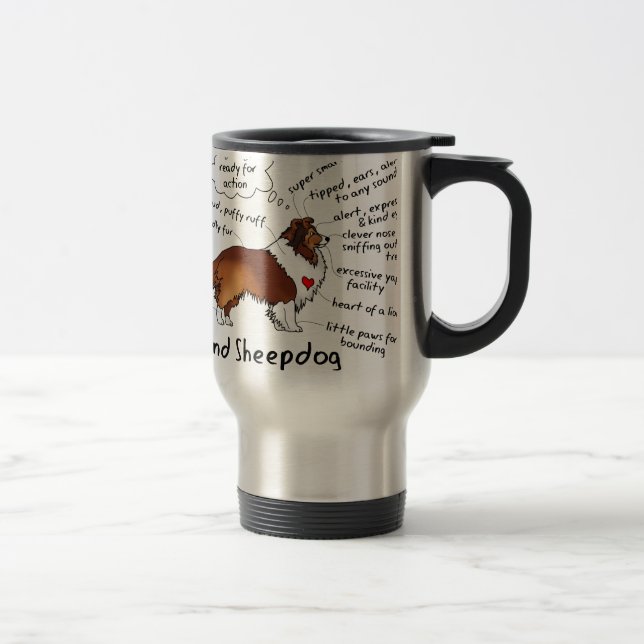 Sable sheltie travel mug (Right)