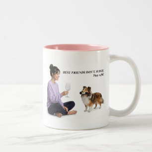 Sable Sheltie Wine Humour Gift Two-Tone Coffee Mug