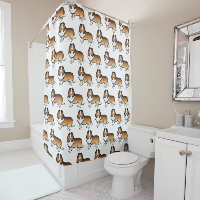 Sable Shetland Sheepdog Cartoon Dog Pattern (In Situ)