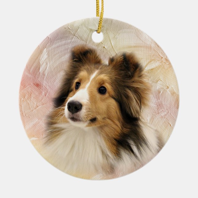 Sable Shetland Sheepdog Ceramic Ornament (Front)