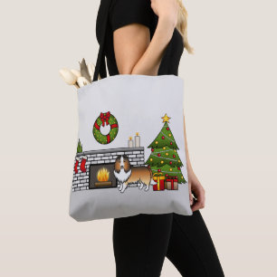 Sable Shetland Sheepdog Dog In A Christmas Room Tote Bag