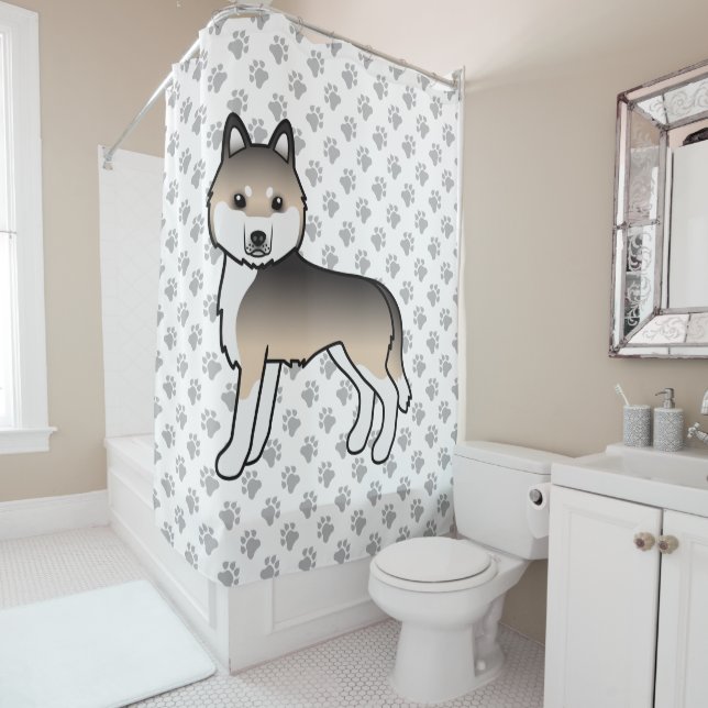 Sable Siberian Husky Cute Cartoon Dog (In Situ)