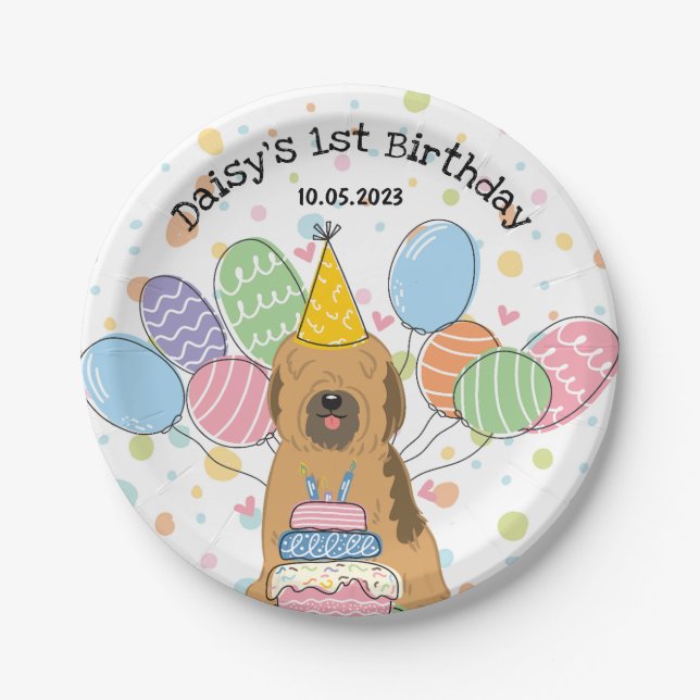 Sable Tibetan Terrier Birthday Party Paper Plates (Front)