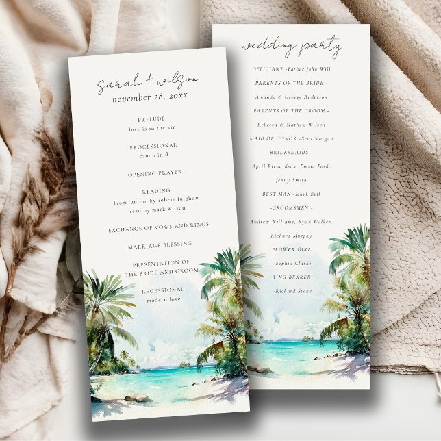 Sable Tropical Beach Palm Trees Wedes Programme (Créateur téléchargé)