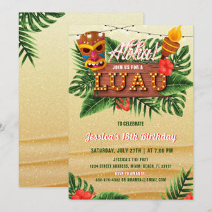 Sable Tropical Luau Invitation Anniversaire