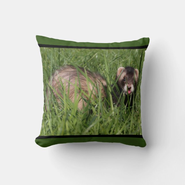 Sable Weasel Picture of a Ferret Throw Pillow (Front)