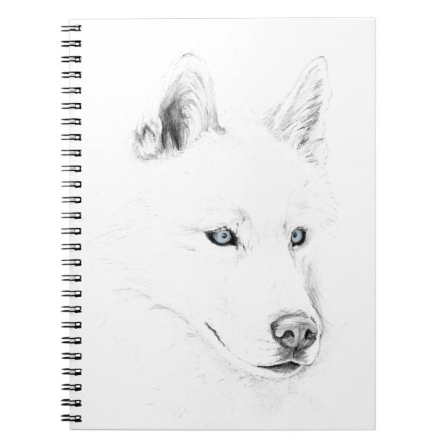 Sabre A Siberian Husky Drawing Art Blue Eyes Notebook (Front)