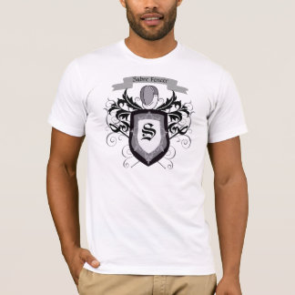 Sabre clôturant le T-shirt d'hommes blancs de