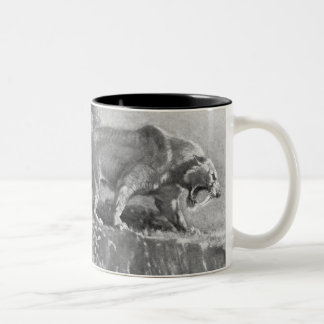 Sabre Tooth Tiger Antique Print Two-Tone Coffee Mug