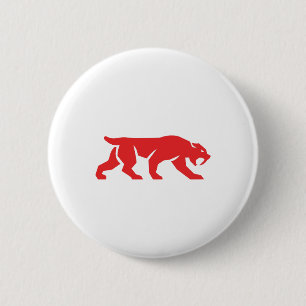 Sabre Tooth Tiger Cat Silhouette Retro 2 Inch Round Button