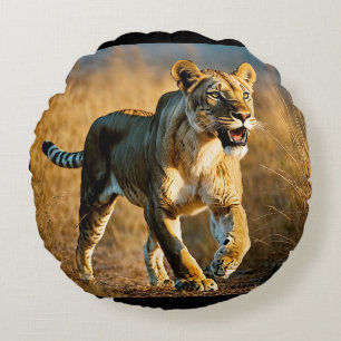 Sabre-Toothed Spotted Lioness Ambush – Predator vs Round Pillow