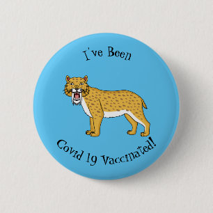 Sabre-toothed tiger illustration 2 inch round button