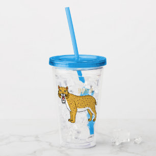 Sabre-toothed tiger illustration acrylic tumbler