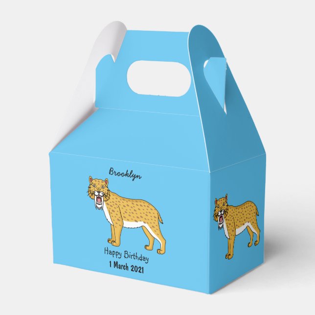 Sabre-toothed tiger illustration favor box (Front Side)