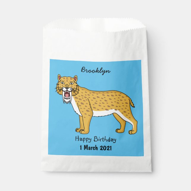 Sabre-toothed tiger illustration favour bag (Front)