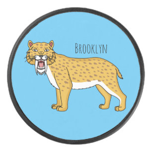 Sabre-toothed tiger illustration hockey puck