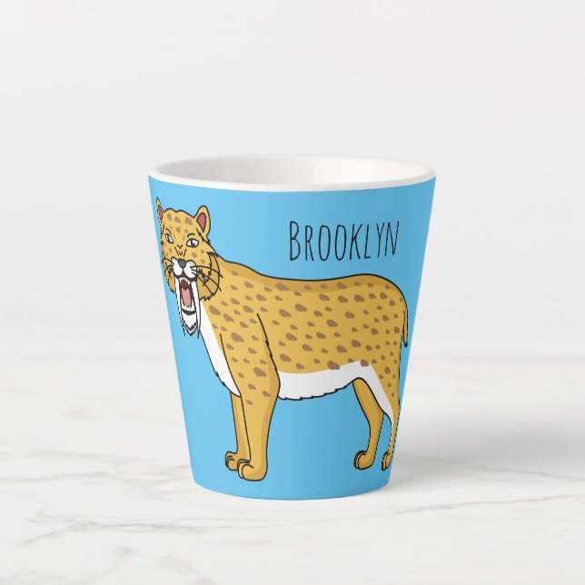 Sabre-toothed tiger illustration  latte mug (Front)