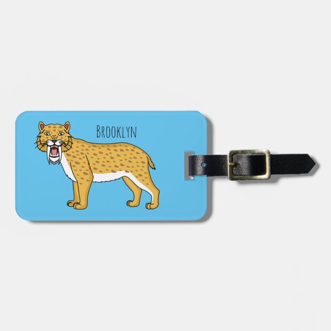Sabre-toothed tiger illustration luggage tag (Front Horizontal)